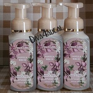 3X Bath & Body Works Christmas VANILLA BIRCH Foam Hand Bundle